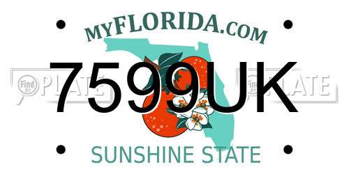 7599UK Florida License Plate