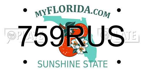 759RUS Florida License Plate