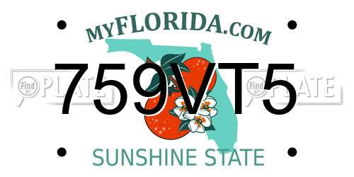 759VT5 Florida License Plate