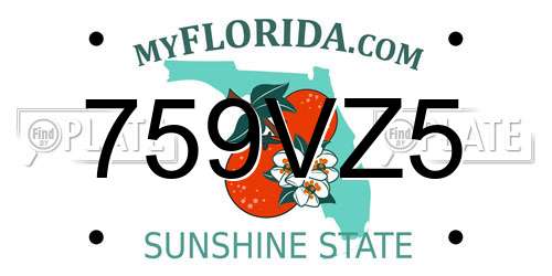 759VZ5 Florida License Plate