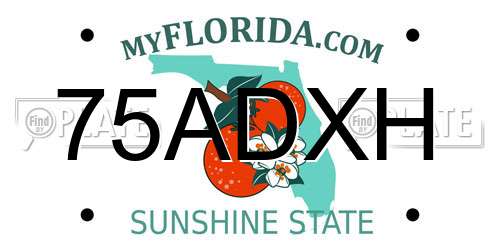 75ADXH Florida License Plate