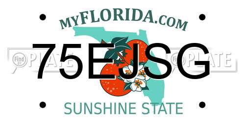 75EJSG Florida License Plate