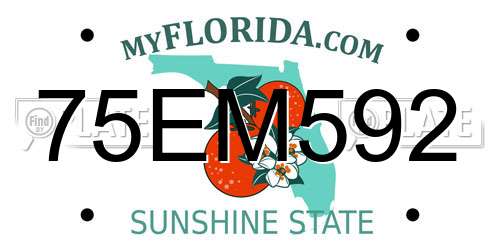 75EM592 Florida License Plate