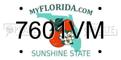 7601VM Florida License Plate