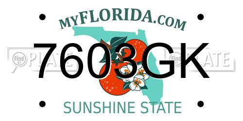7603GK Florida License Plate
