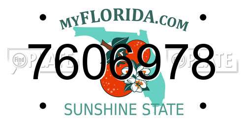 7606978 Florida License Plate