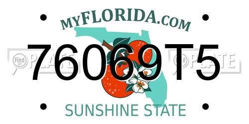 76069T5 Florida License Plate