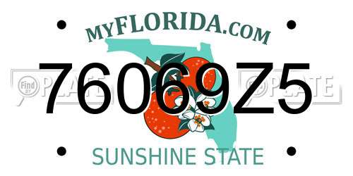 76069Z5 Florida License Plate
