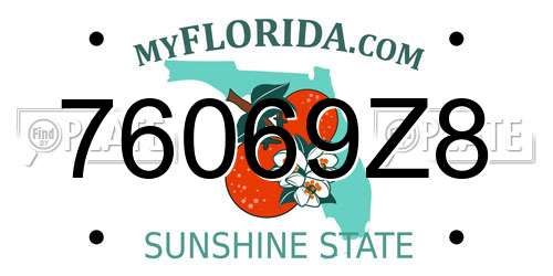 76069Z8 Florida License Plate