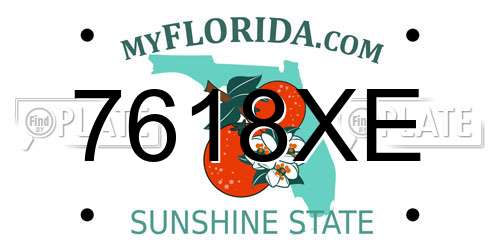 7618XE Florida License Plate