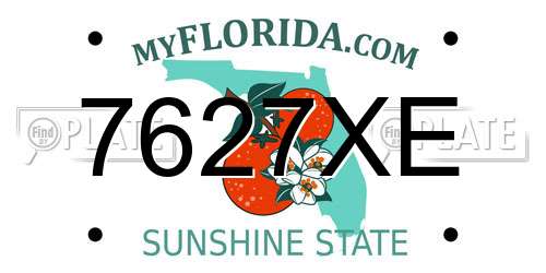 7627XE Florida License Plate