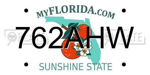 762AHW Florida License Plate
