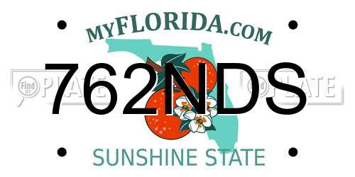 762NDS Florida License Plate