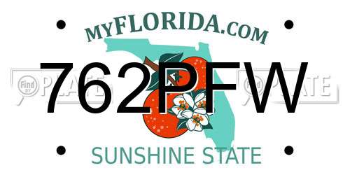 762PFW Florida License Plate