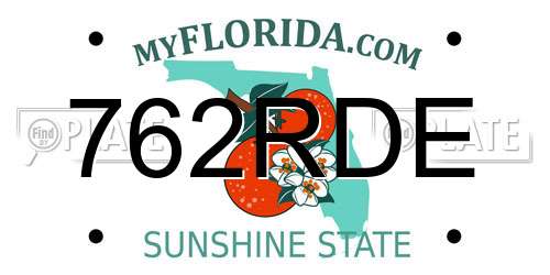 762RDE Florida License Plate