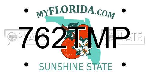 762TMP Florida License Plate