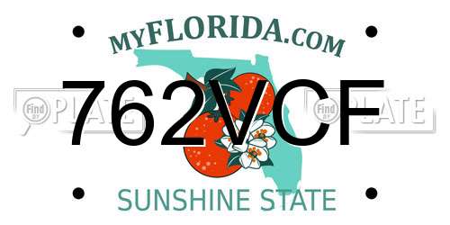 762VCF Florida License Plate