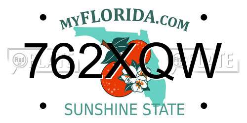 762XQW Florida License Plate