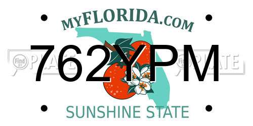 762YPM Florida License Plate
