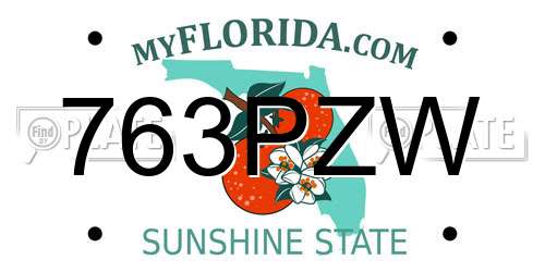 763PZW Florida License Plate