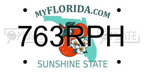 763RPH Florida License Plate