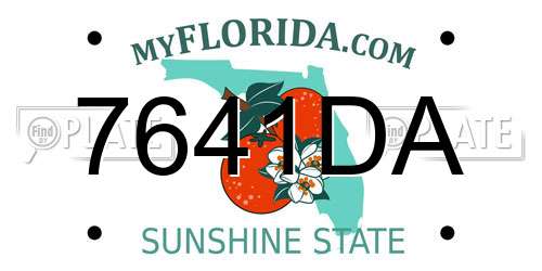 7641DA Florida License Plate