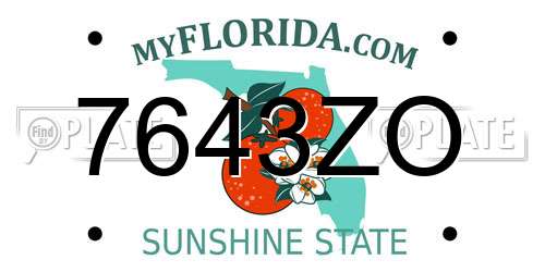 7643ZO Florida License Plate