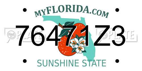 76471Z3 Florida License Plate