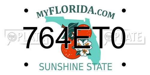 764ET0 Florida License Plate