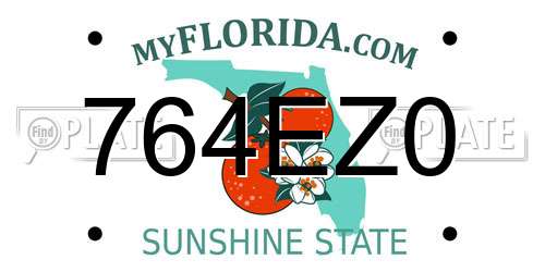 764EZ0 Florida License Plate