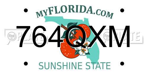 764QXM Florida License Plate