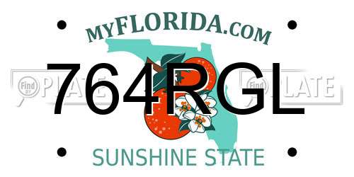 764RGL Florida License Plate
