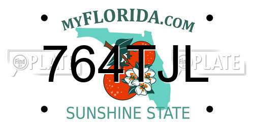 764TJL Florida License Plate