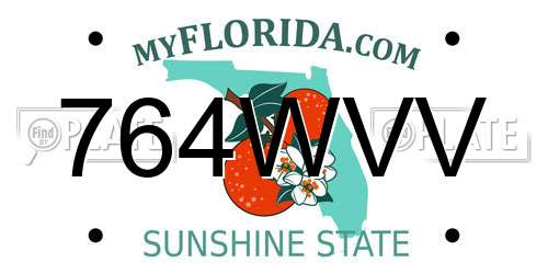 764WVV Florida License Plate
