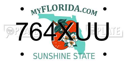 764XUU Florida License Plate