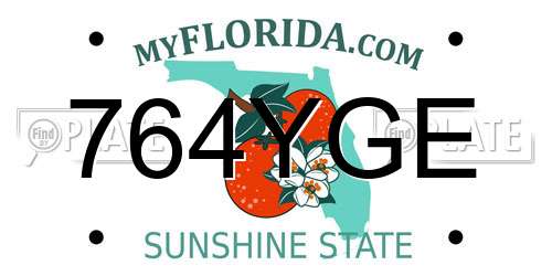 764YGE Florida License Plate