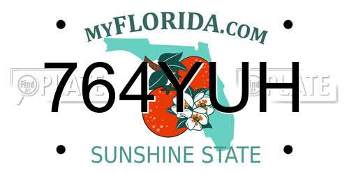 764YUH Florida License Plate