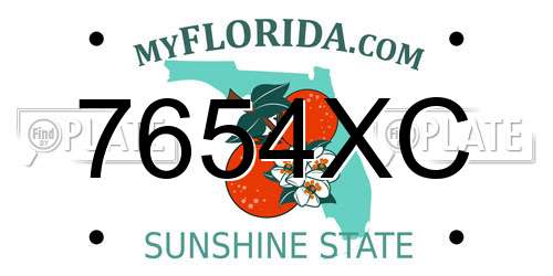 7654XC Florida License Plate