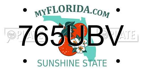 765UBV Florida License Plate