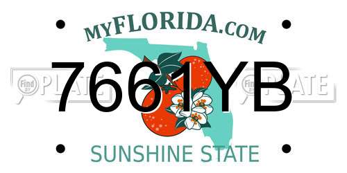 7661YB Florida License Plate