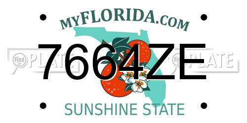 7664ZE Florida License Plate