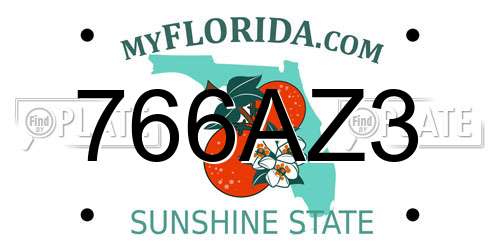 766AZ3 Florida License Plate