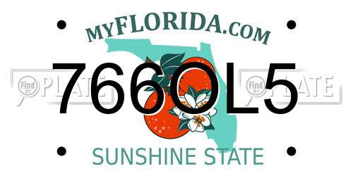 766OL5 Florida License Plate