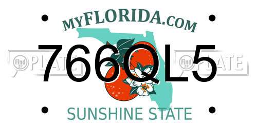 766QL5 Florida License Plate
