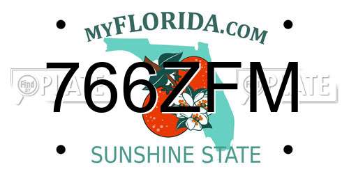 766ZFM Florida License Plate