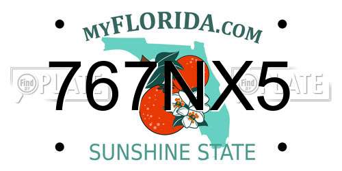 767NX5 Florida License Plate