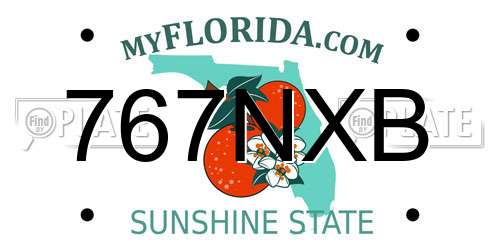 767NXB Florida License Plate
