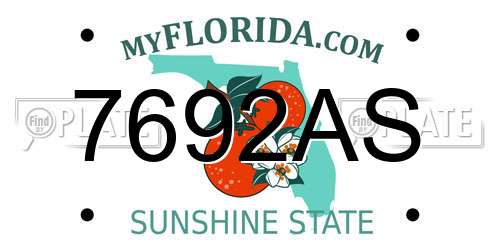 7692AS Florida License Plate