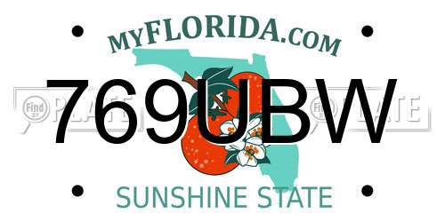 769UBW Florida License Plate
