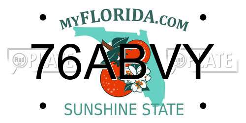 76ABVY Florida License Plate